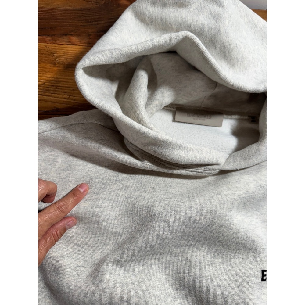 Fear of God Essentials Hoodie Mens Medium Grey Heather Logo Oversized Pullover - Picture 7 of 11